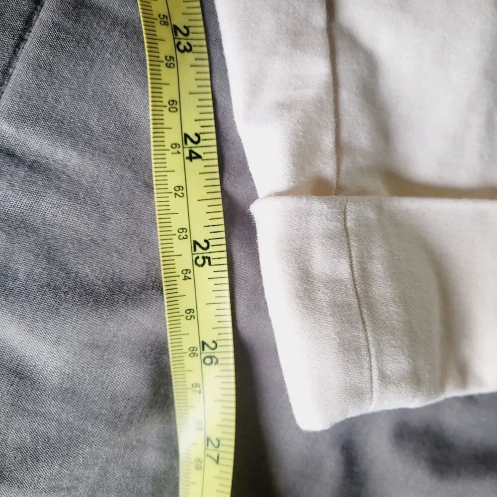 Uniqlo Ines De La Fressange Pant Women 6 White Wide Leg Baggy Cuff Khakis Cotton